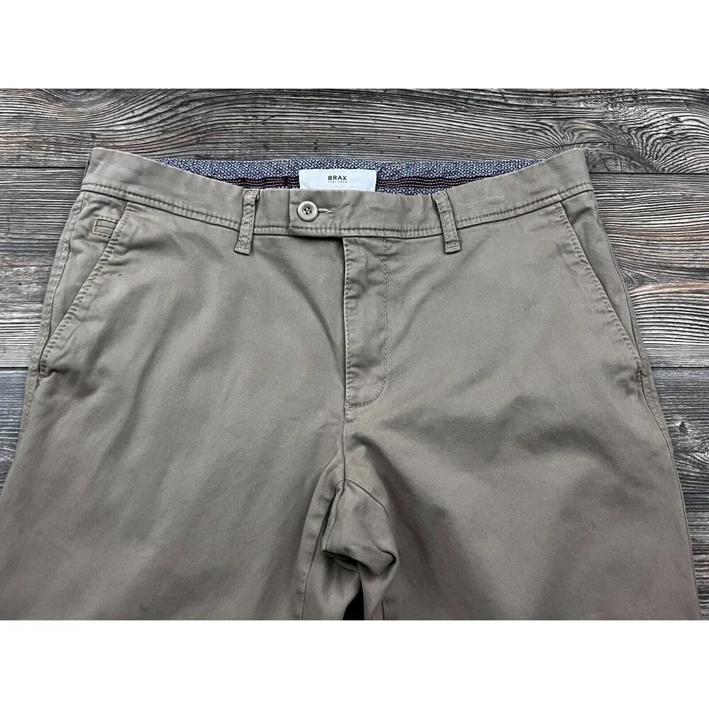 Brax‎ Mens Chino Pants Brown 34/32  (34/28.5 ACTUAL) Beige Straight